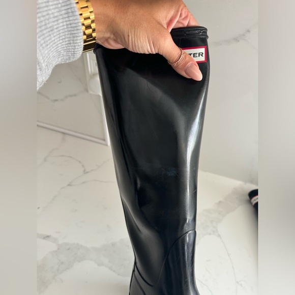 HUNTER ORIGINAL RAIN BOOT- Tall high gloss black Hunter rain boot - Picture 7 of 8